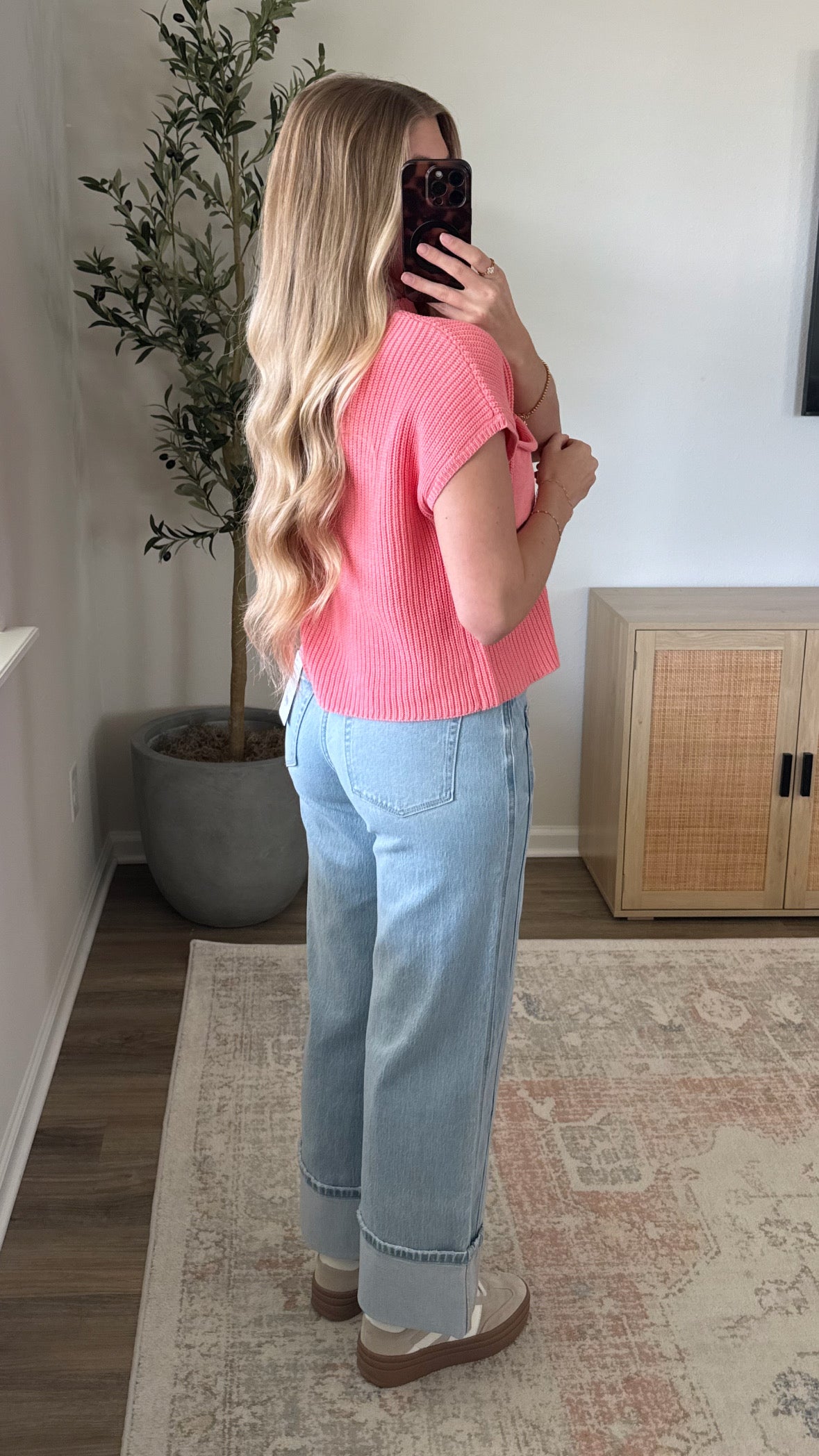 Kristen Mock Neck Sweater / Bright Pink