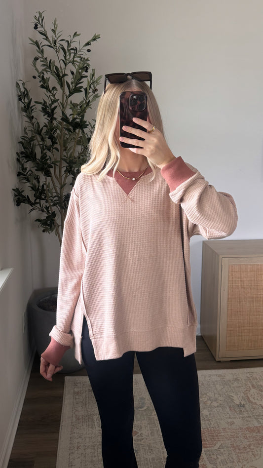 Brushed Thermal Pullover / Dusty Rose