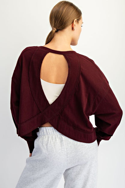 Open Back Long Sleeve / Dark Cherry