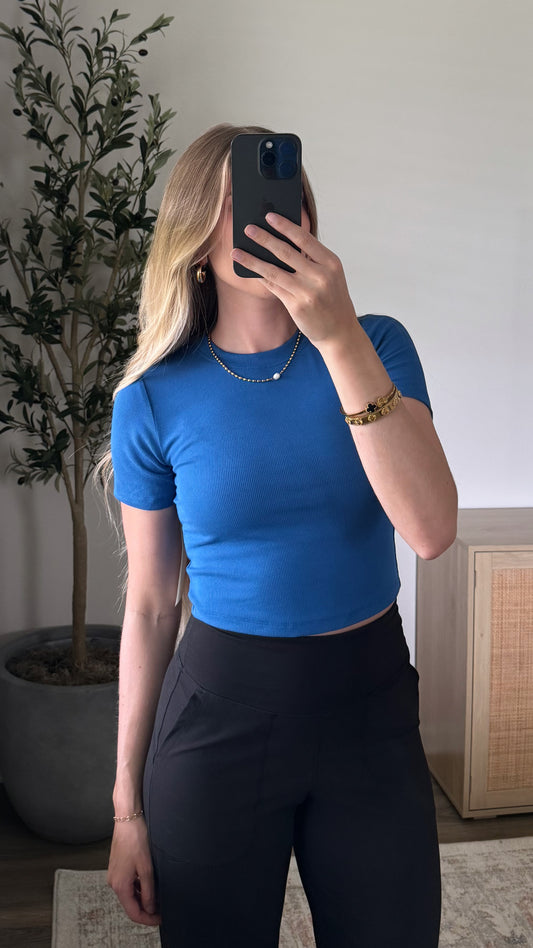 On The Move Ribbed Tee / Royal Blue