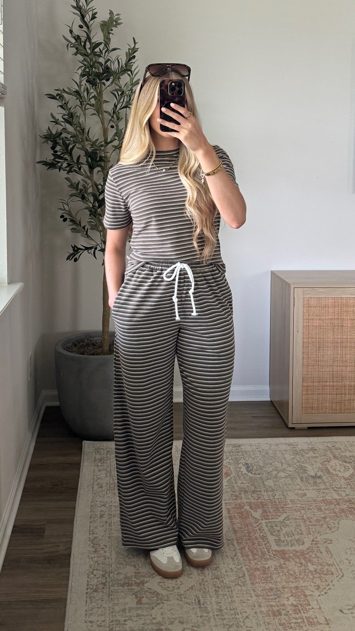 Lila Striped Pants Set / Brown