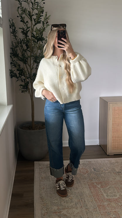 Taya Button Down Cardigan / Cream