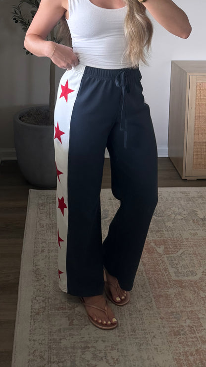 Wide Leg Star Sweats / Navy