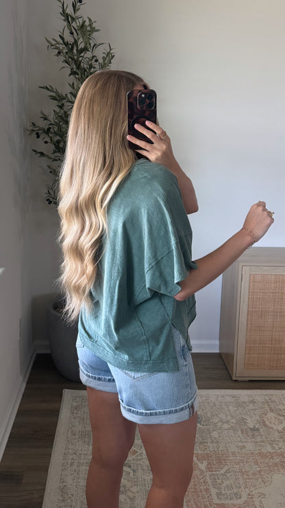 V-Neck Short Sleeve Tee / Jade