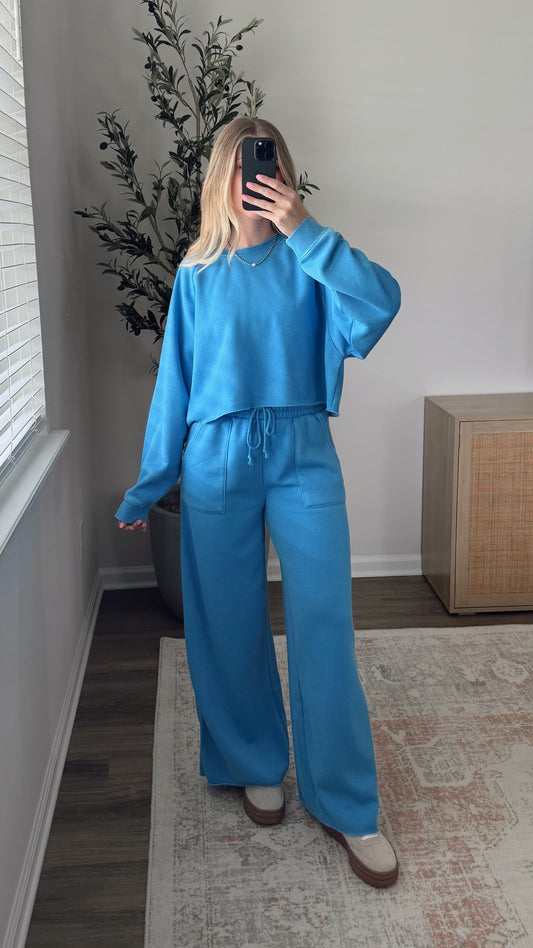 Wide Leg Lounge Set / Blue