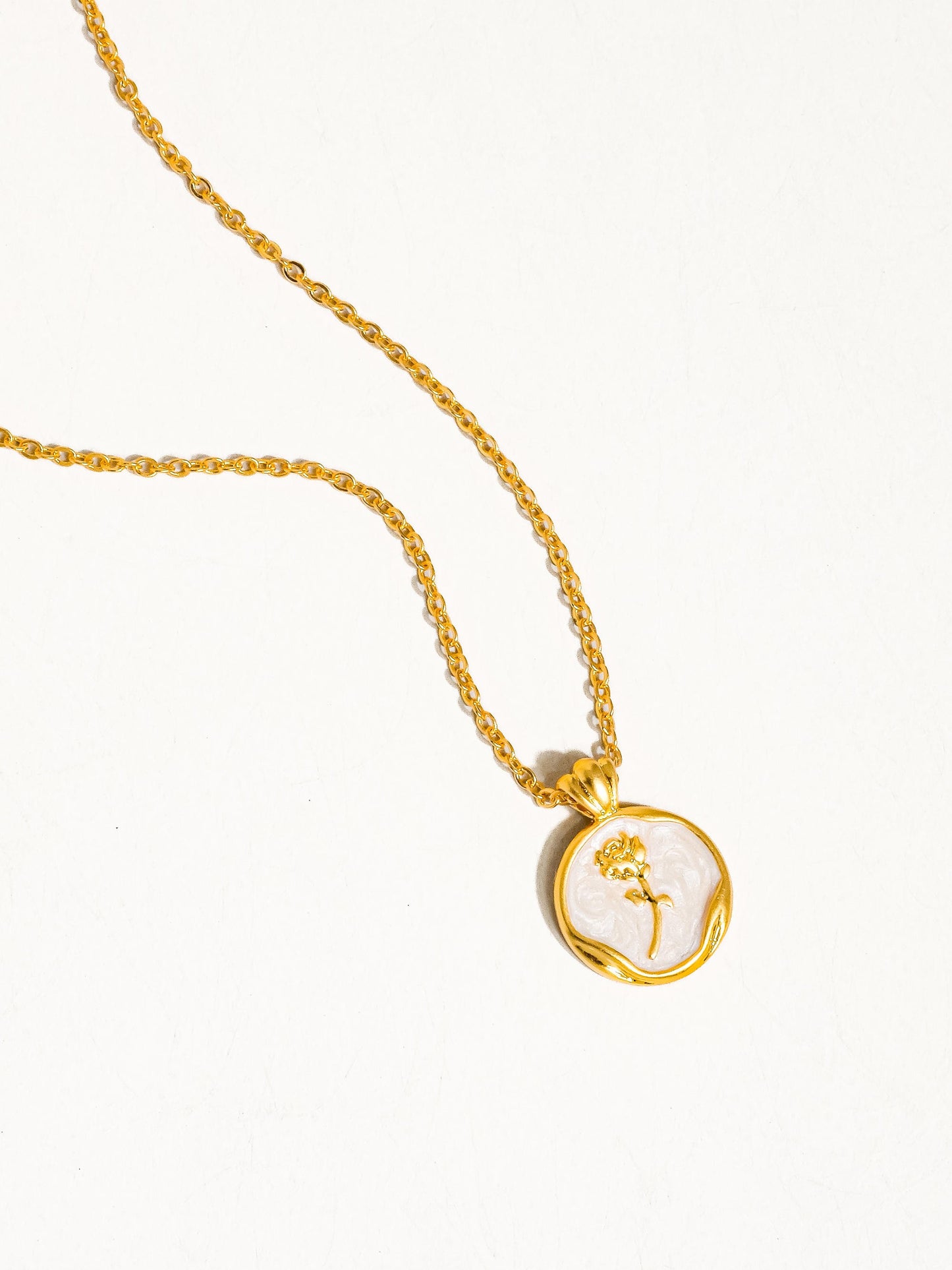 Rose Coin Pendant Necklace