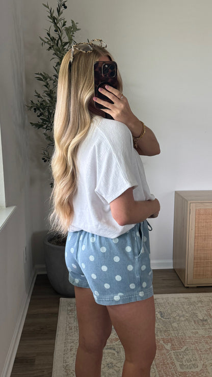 Polka Dot Denim Shorts