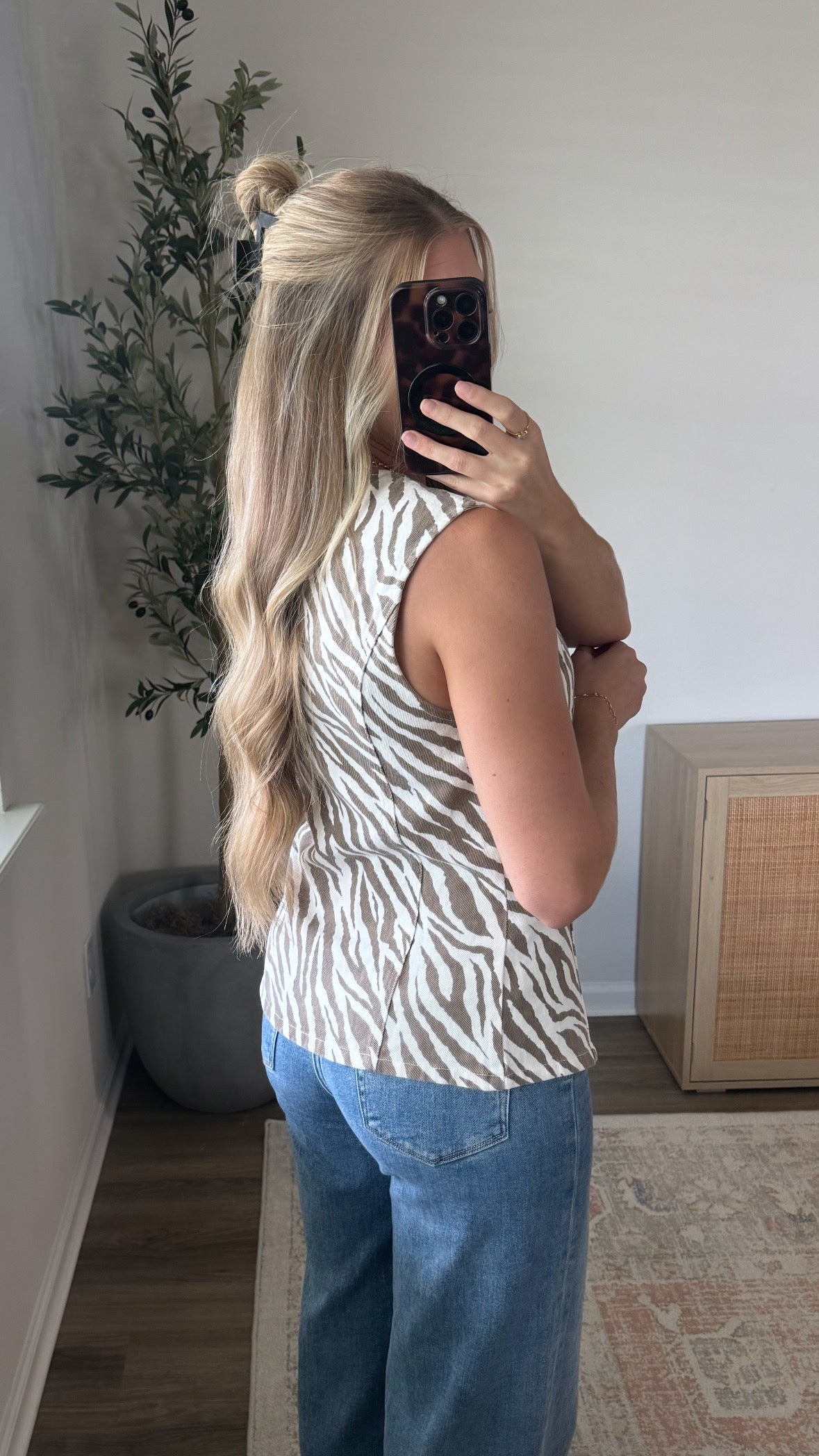 Zebra Button Down Vest