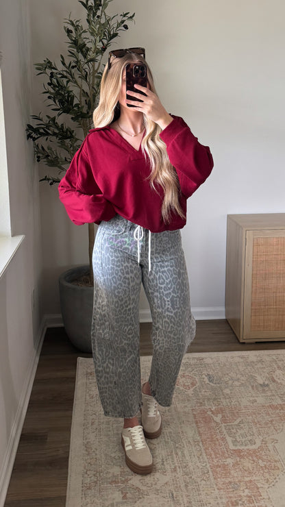 Juliet Cropped Pullover / Ruby