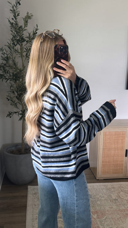 Midnight Striped Cardigan / Blue