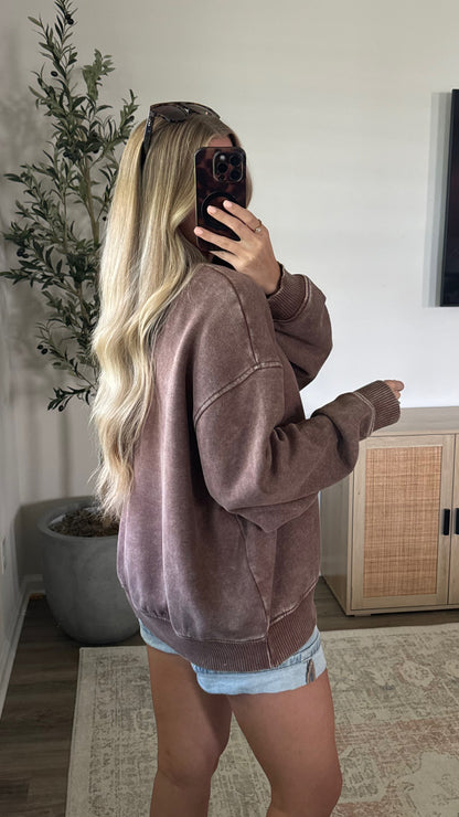 PREORDER (Estimated to ship 7/15) - Cozy Fleece Pullover / Dark Brown