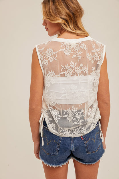 Lace Ruched Top