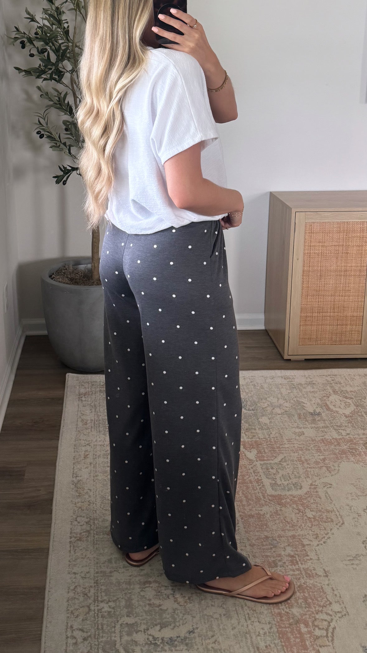 Polka Dot Lounge Pants / Dark Grey