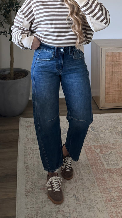 Jaden Barrel Jeans / Dark Wash