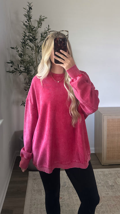 Sunday Crewneck Sweatshirt / Washed Red