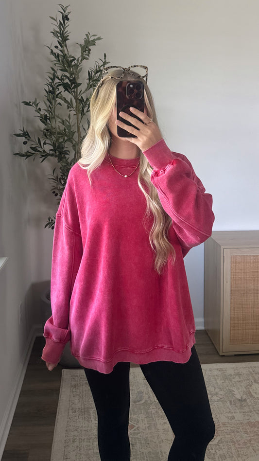 Sunday Crewneck Sweatshirt / Washed Red