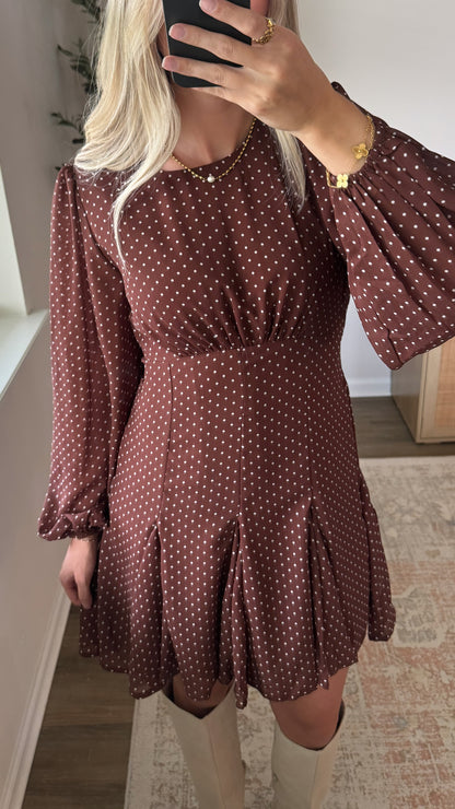 Polka Dot Mini Dress / Brown