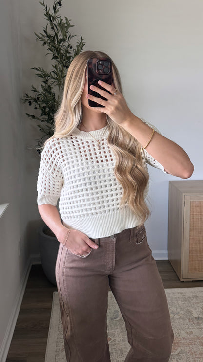 Crochet Cropped Short Sleeve