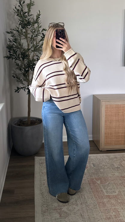 Aria 2.0 Striped Sweater / Cream + Navy