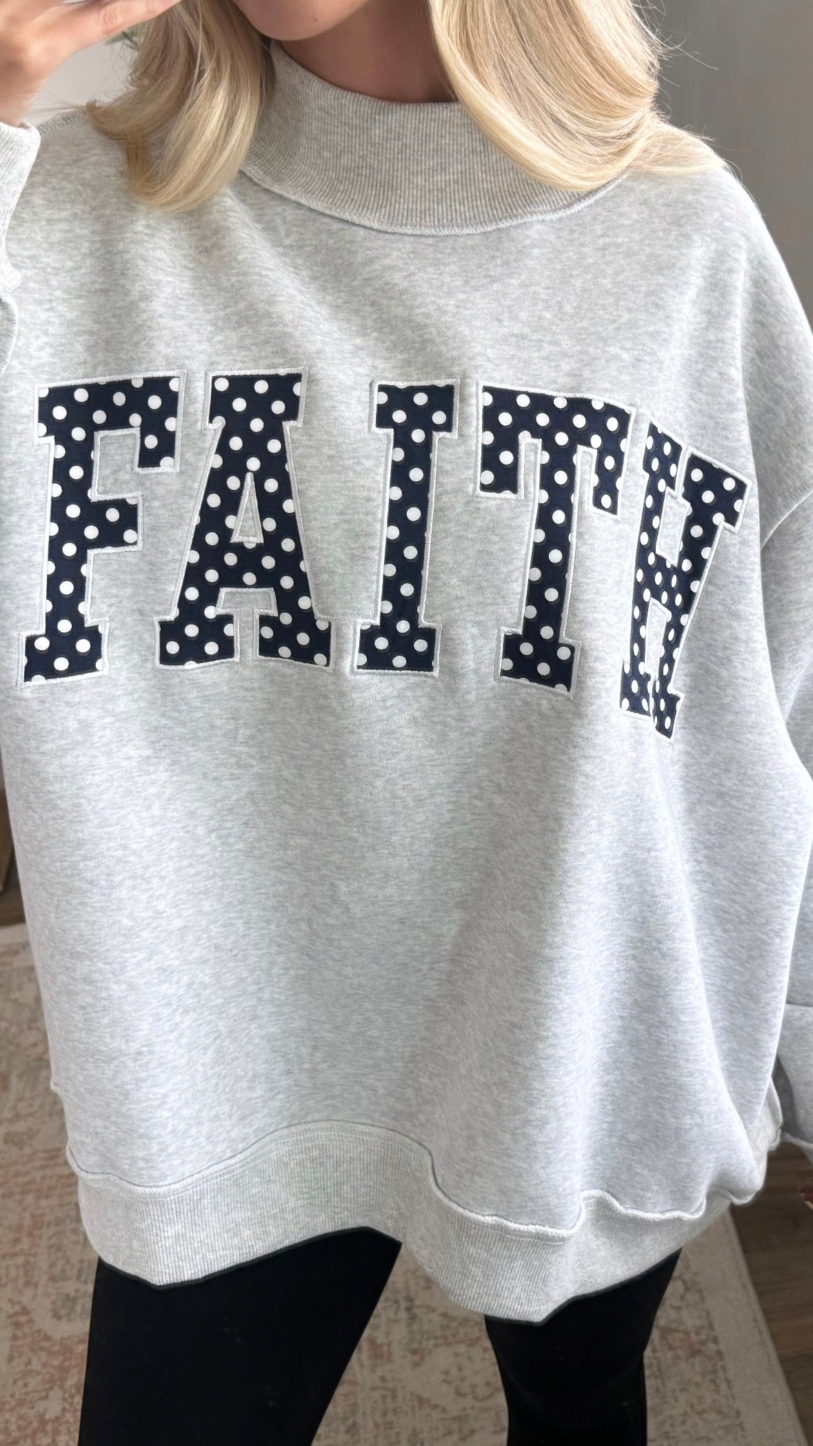 Faith Mock Neck Sweatshirt / Polka Dot