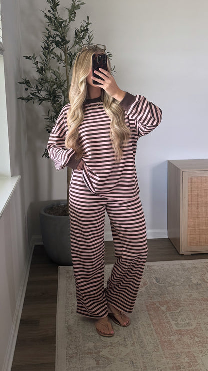 Pink Truffle Striped Sweatpants Set
