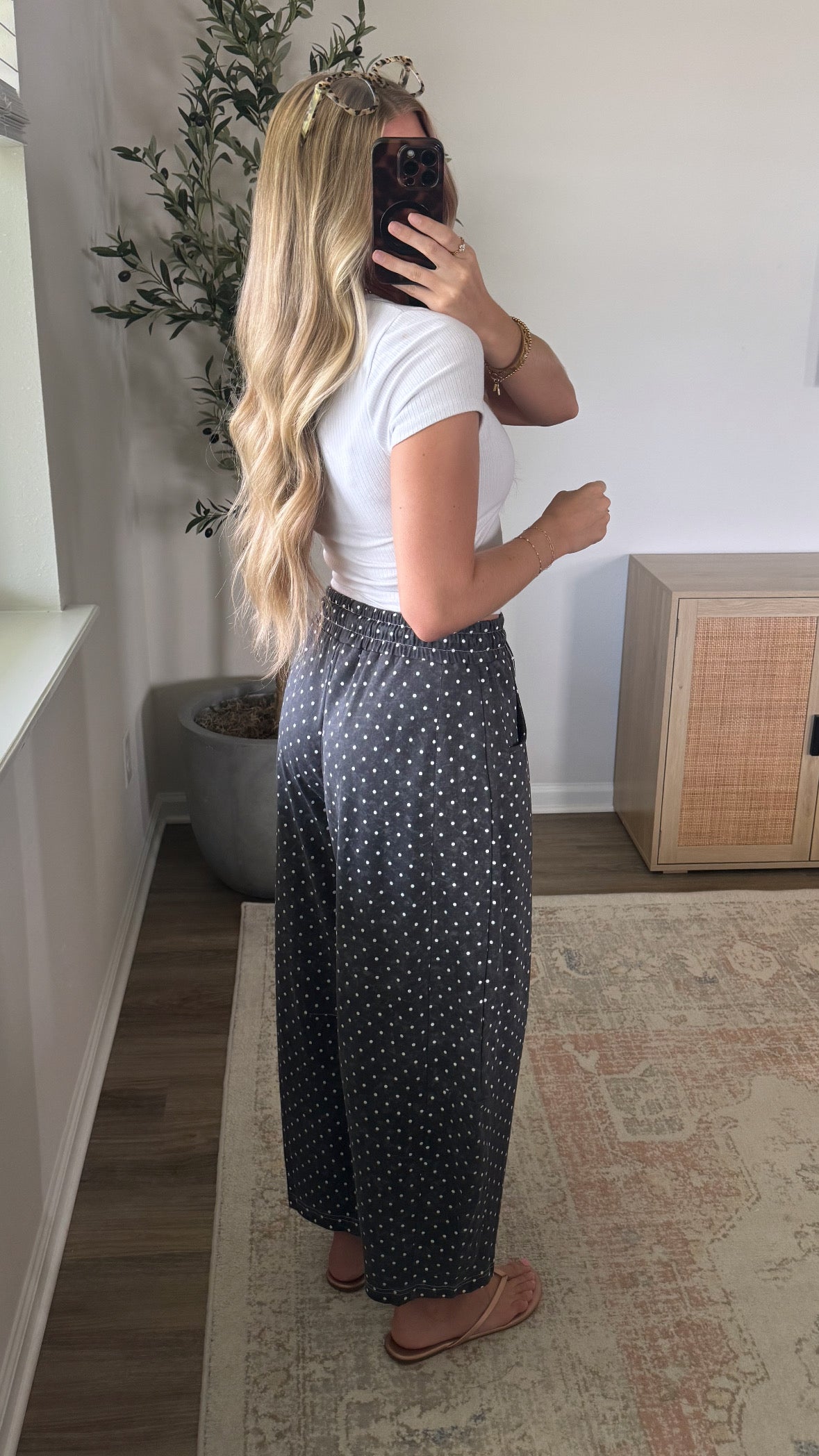Polk Dot Barrel Pants / Charcoal