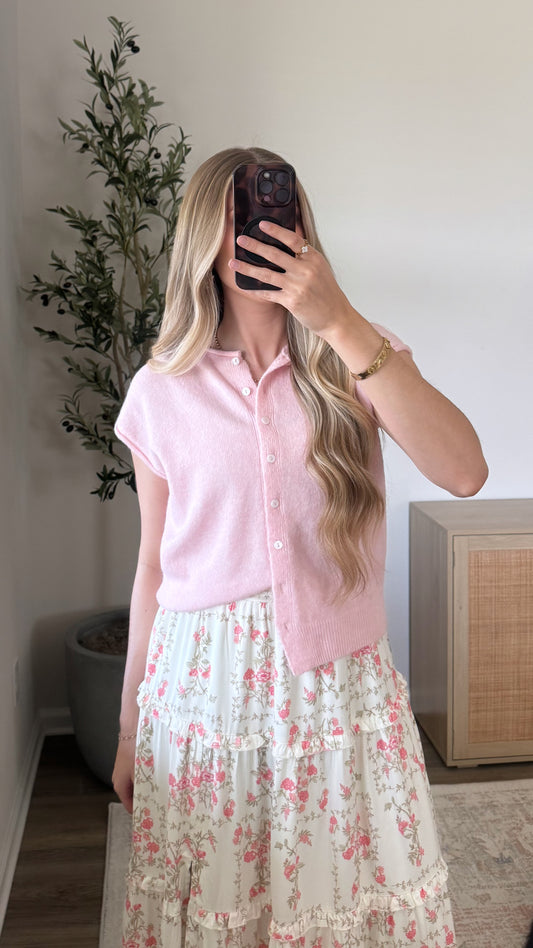 Sleeveless Cardigan / Light Pink