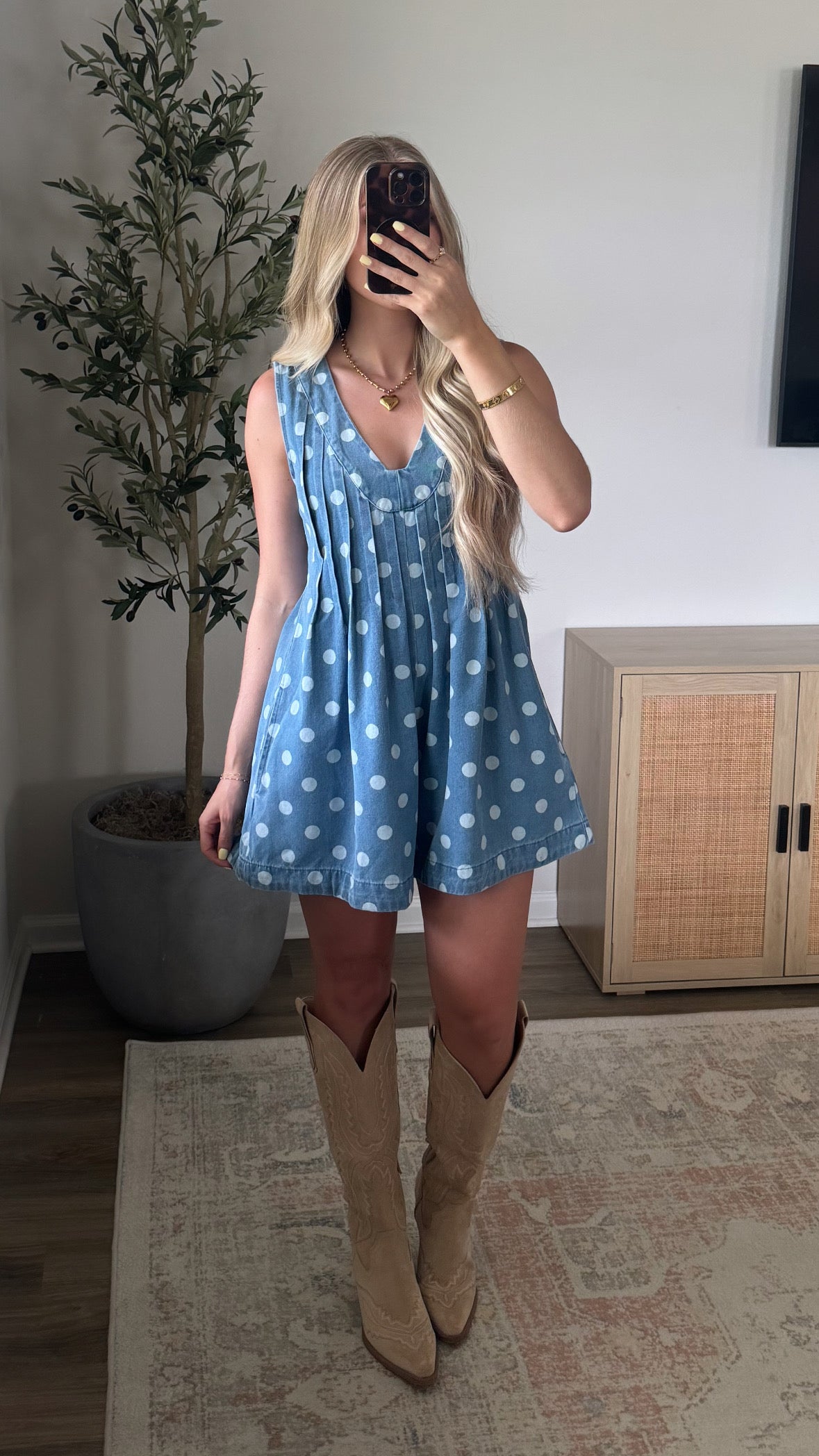 Polka Dot Romper / Blue