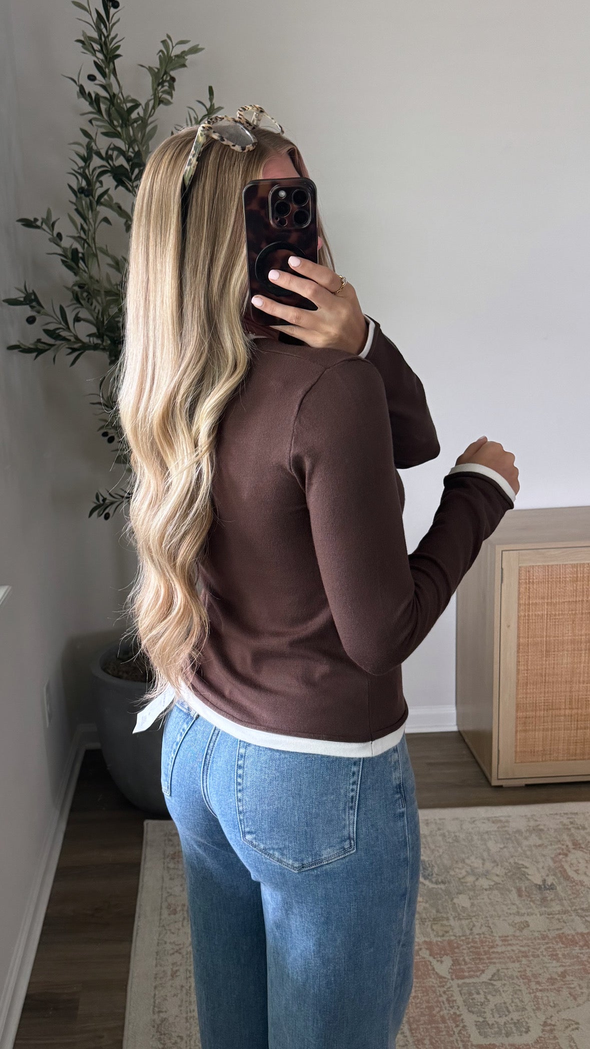Layered Long Sleeve Knit / Brown