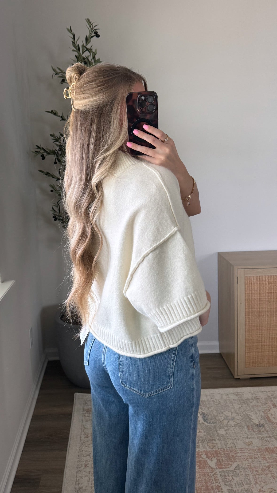 Daisy Short Sleeve Sweater / Off White