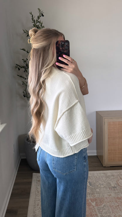 Daisy Short Sleeve Sweater / Off White