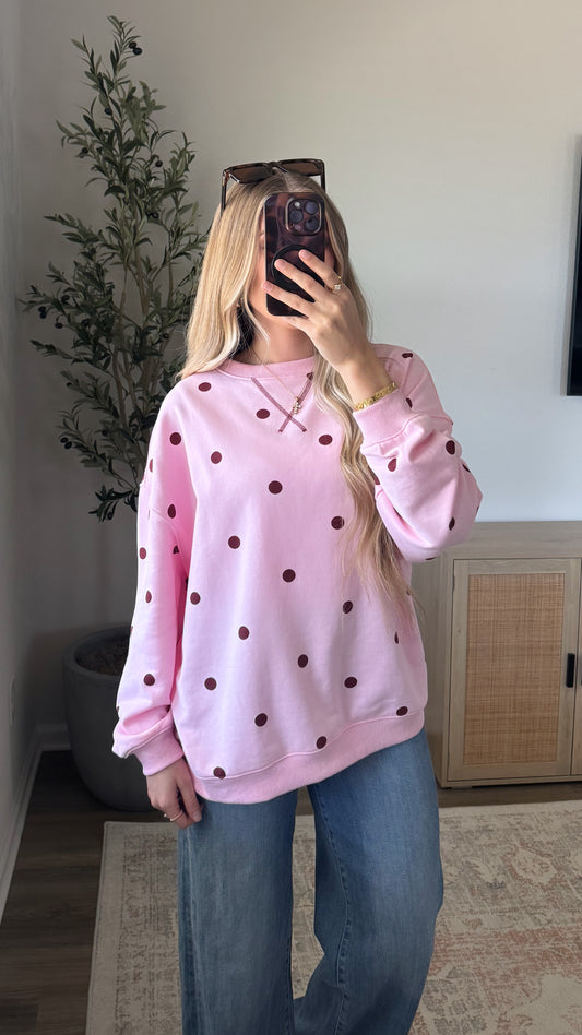 Polka Dot Pullover / Raspberry