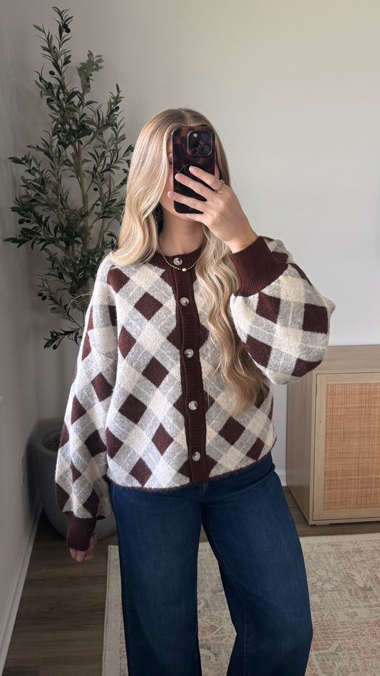 Chestnut Plaid Cardigan