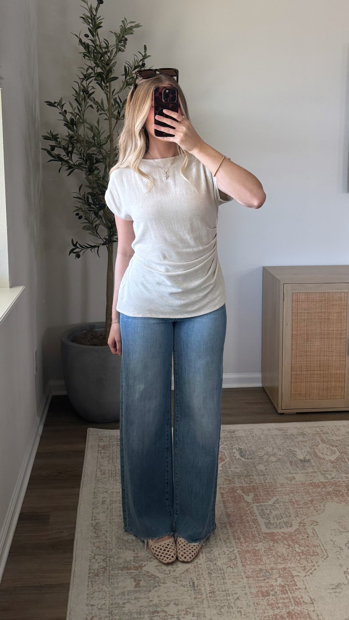 Linen Ruched Top / Oatmeal