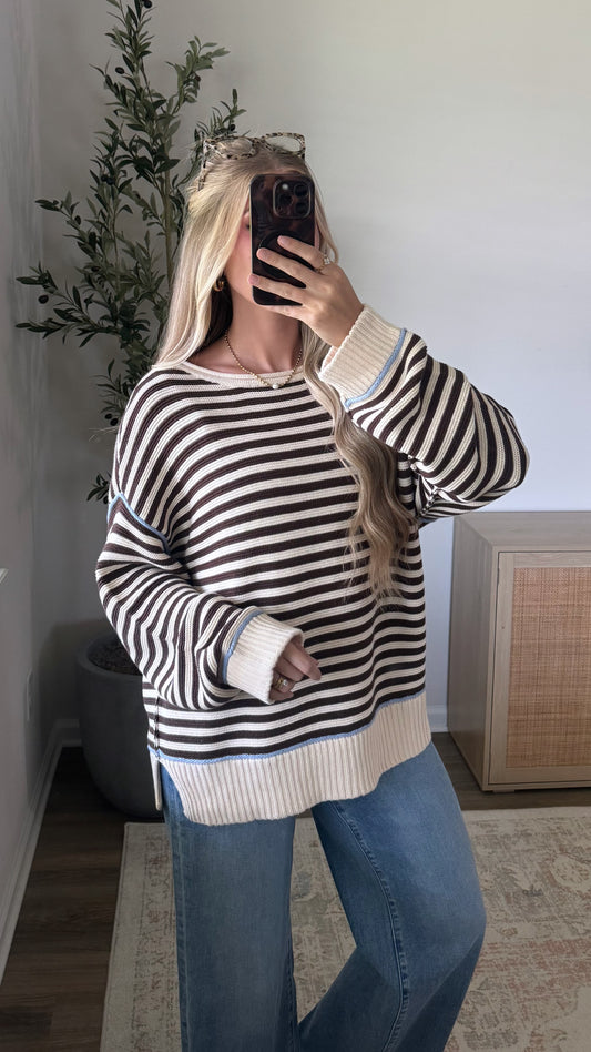 Miley Striped Sweater / Brown + Blue