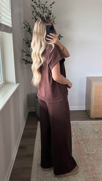 Haven Ribbed Set / Dark Brown