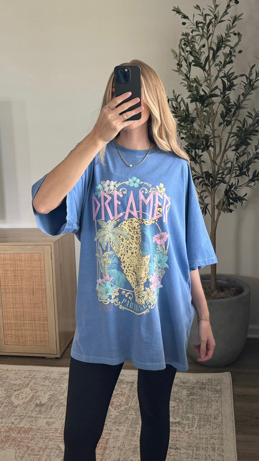 Oversized Dreamer Graphic Tee / Blue