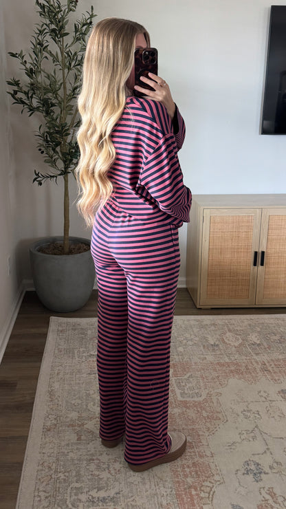 East Coast Striped Set / Pink + Navy