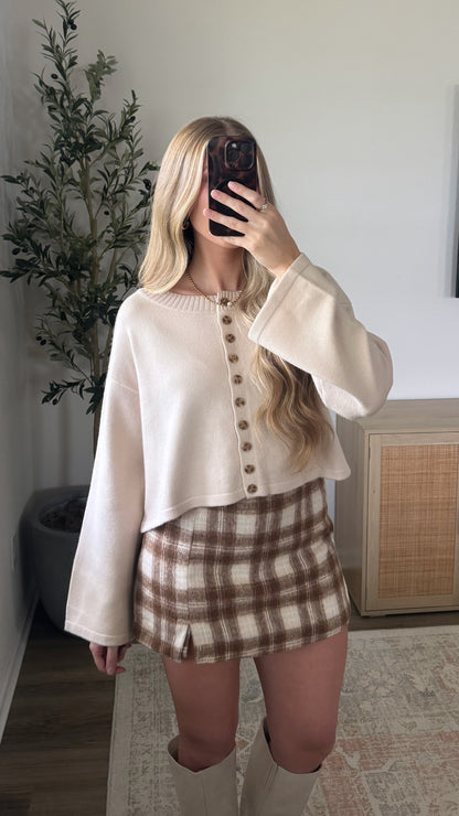 Sadie Cropped Cardigan / Natural