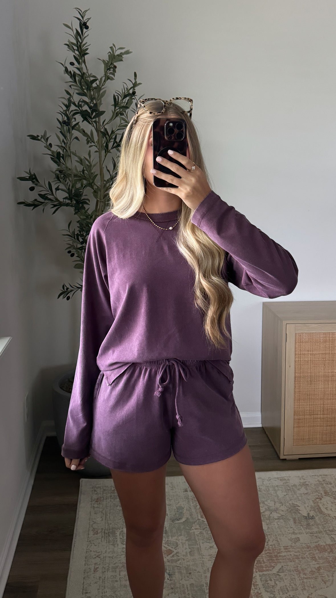 Amelia Lightweight Shorts Set / Plum