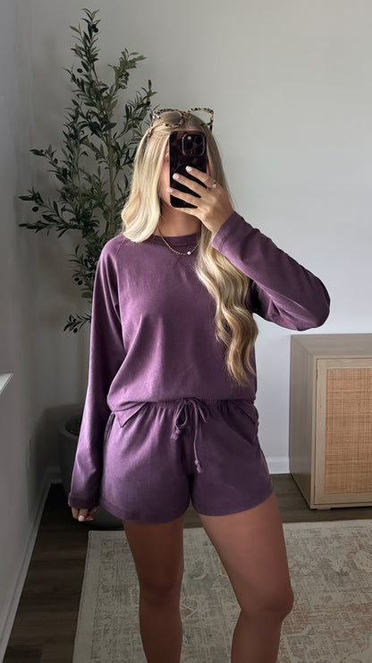 Amelia Lightweight Shorts Set / Plum