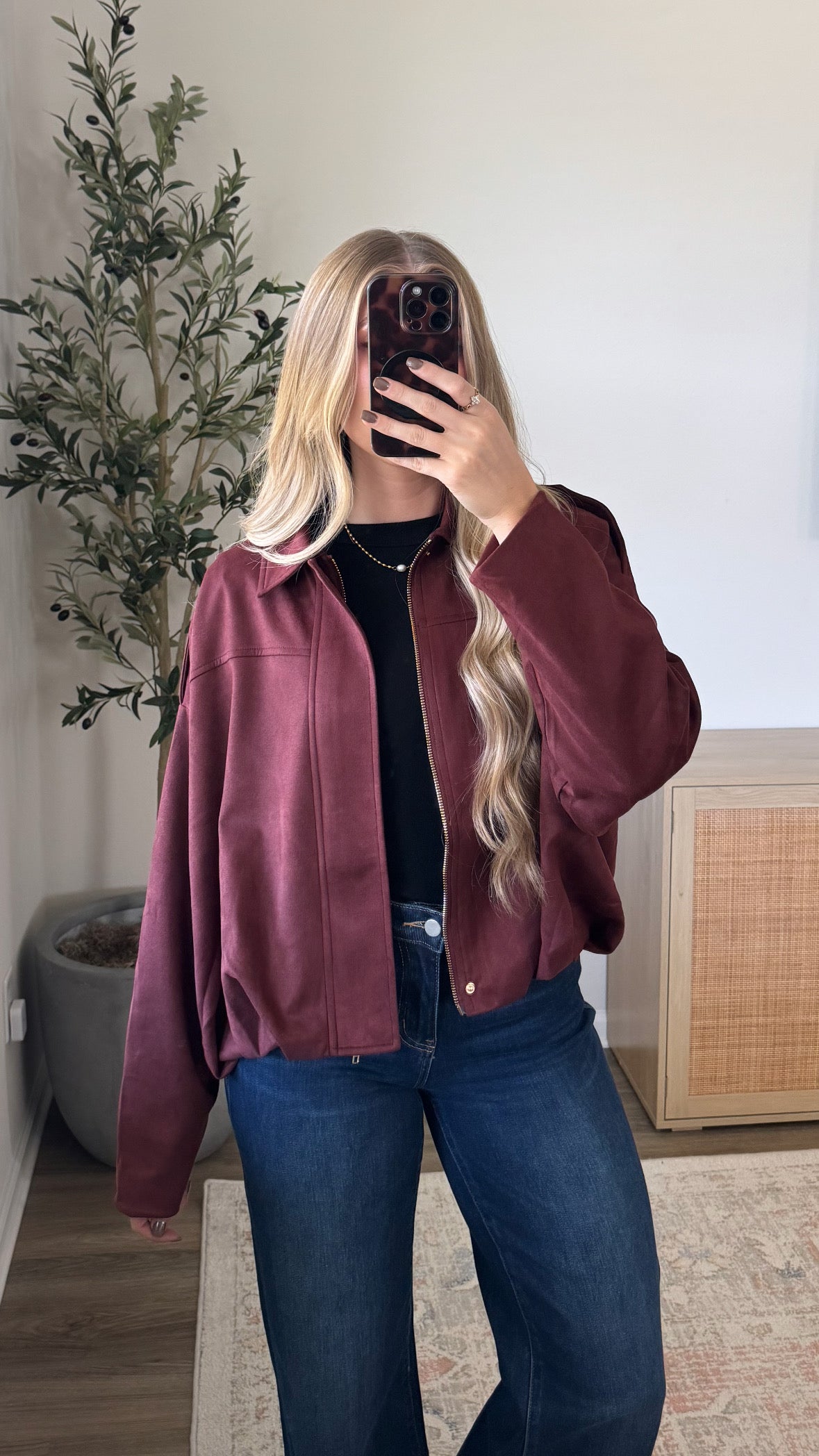 Bubble Hem Jacket / Burgundy