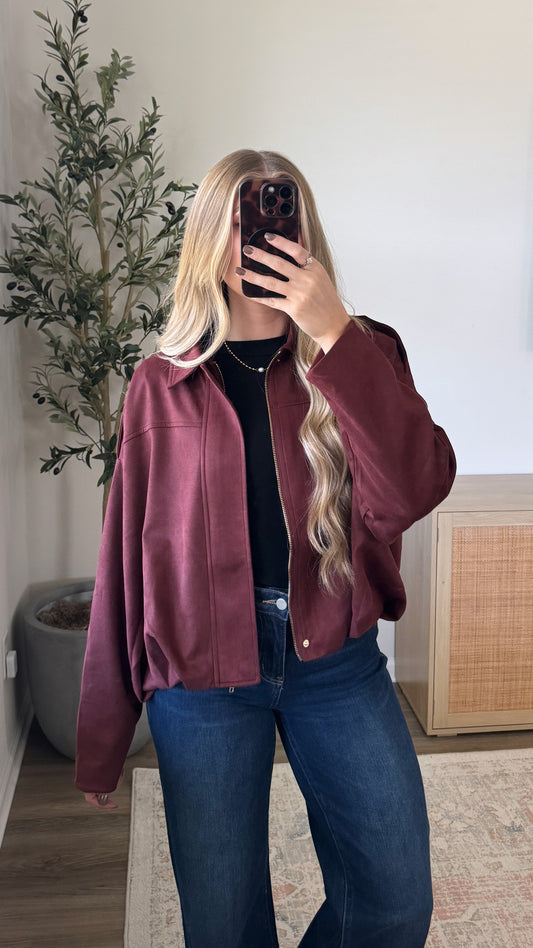 Bubble Hem Jacket / Burgundy