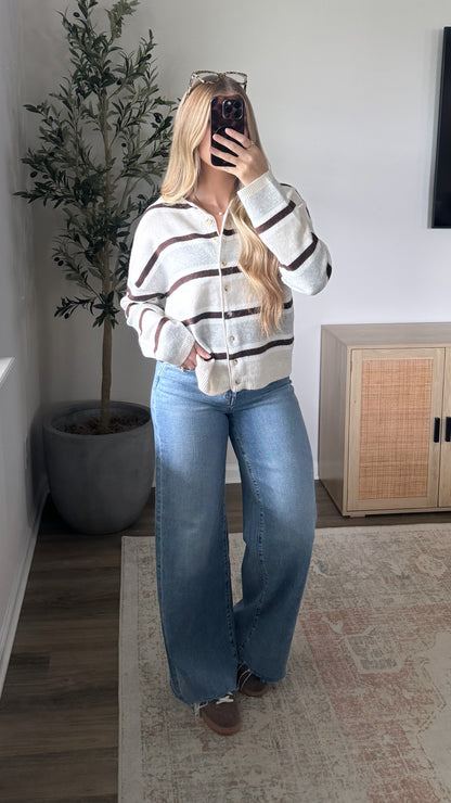 Bella Striped Cardigan / Cream
