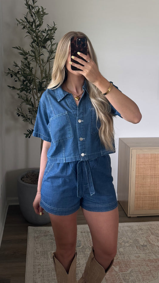 Denim Days Shorts Set / Dark Wash