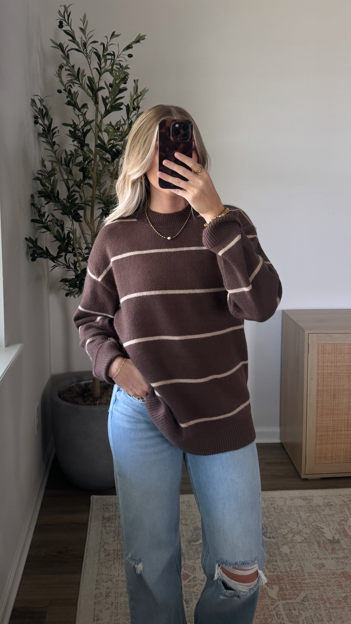 Coffee + Cream Striped Sweater