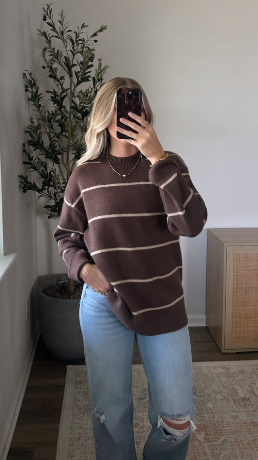 Coffee + Cream Striped Sweater