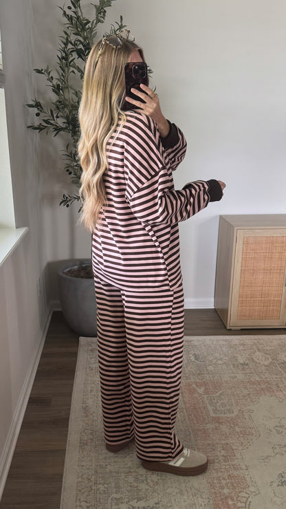Pink Truffle Striped Sweatpants Set