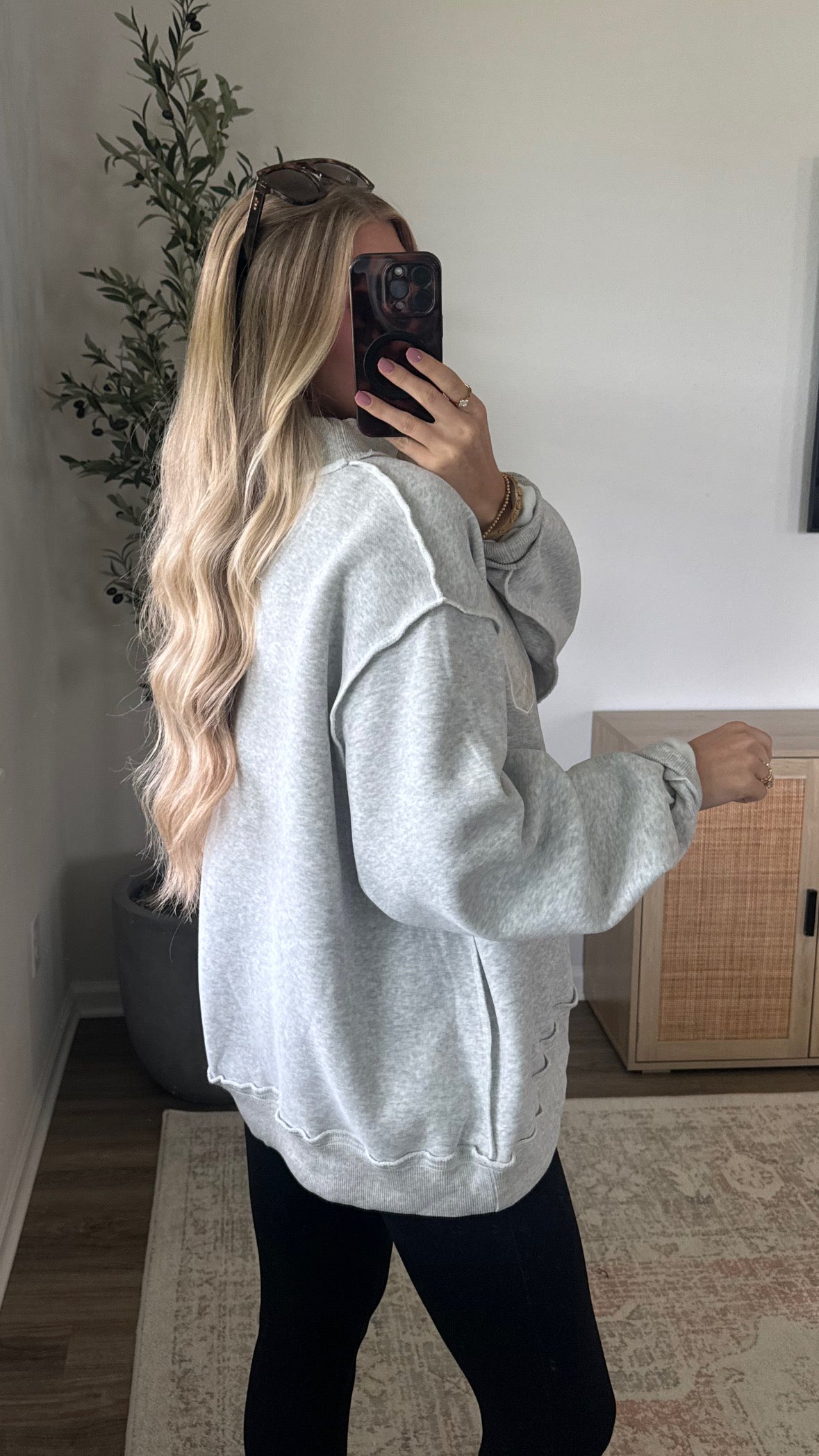 Jesus Embroidered Mock Neck Sweatshirt / Grey