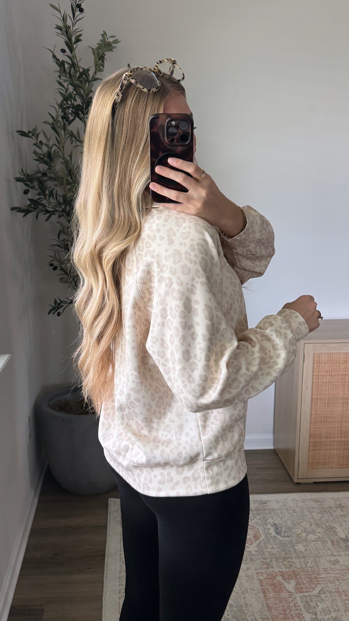 Leopard Quarter Zip / Beige